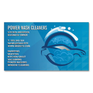 Cleaning Services   Pressure Wash Car Bubbles Magnetic Business Card