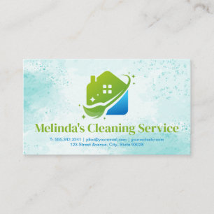 Cleaning Services   Residential Mop Logo  Business Card