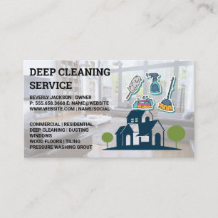 Cleaning Services   Sanitizing Tools Icons Business Card