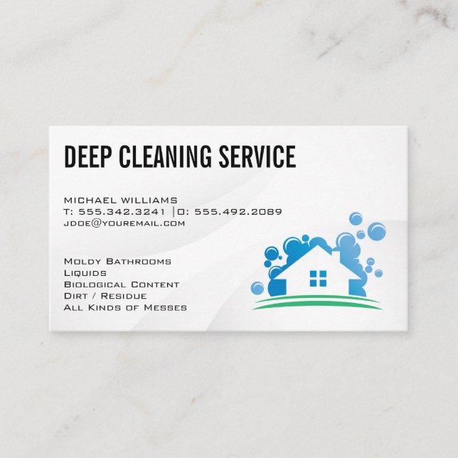Cleaning Services | Soap Bubbles House Logo Business Card (Front)