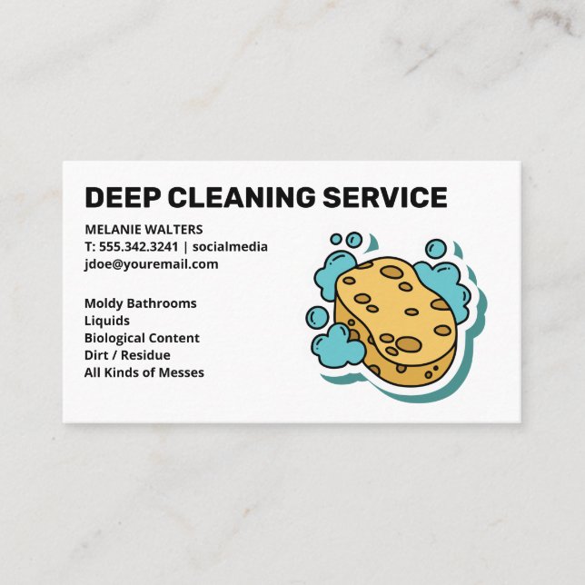 Cleaning Services | Sponge and Soap Bubbles Business Card (Front)