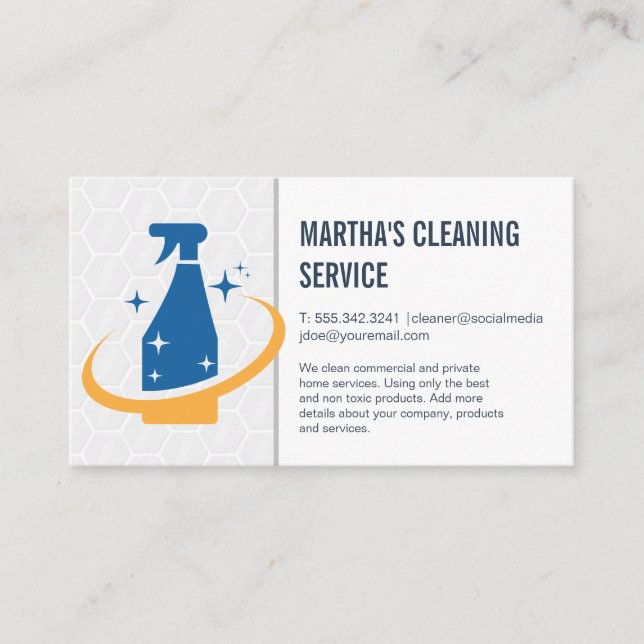 Cleaning Services | Spray Bottle Logo Business Card (Front)