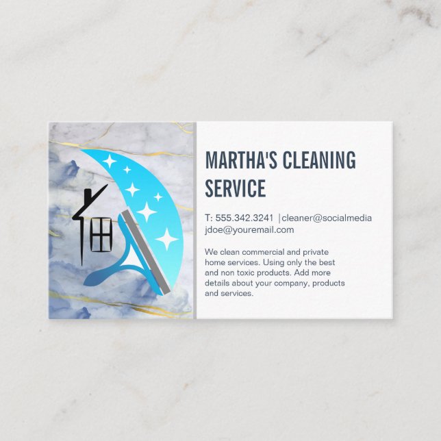 Cleaning Services | Squeegee Home Logo Business Card (Front)