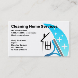 Cleaning Services   Squeegee Home Logo Business Card