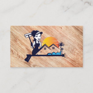 Cleaning Services   Squeegee   Maid Business Card