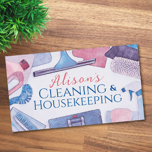Cleaning Services - Watercolor style design Busine Business Card