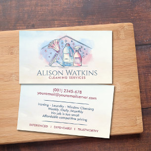 Cleaning Services - Watercolor style design Busine Business Card