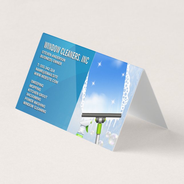 Cleaning Services | Window Cleaning | Squeegee Business Card (Front)