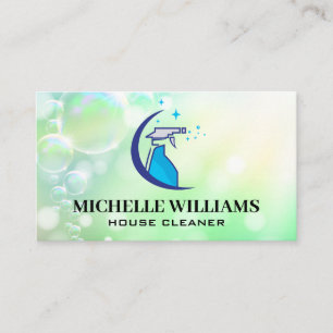 Cleaning Solution Spray Bottle Bubbles Business Card