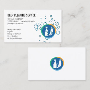 Cleaning Spray Broom Soap Bubbles Business Card