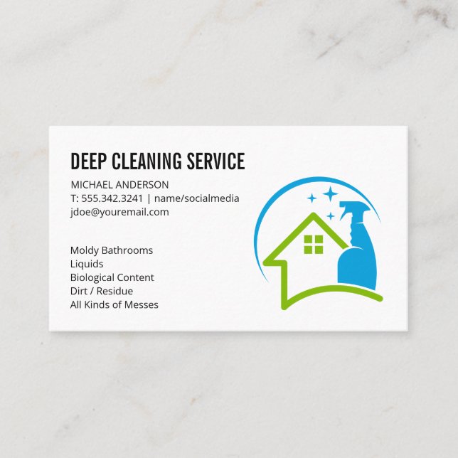 Cleaning Spray | House Cleaner Services Business C Card (Front)