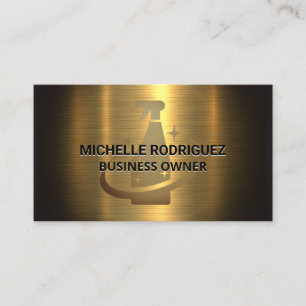 Cleaning Spray Logo   Gold Metallic Brushed Business Card