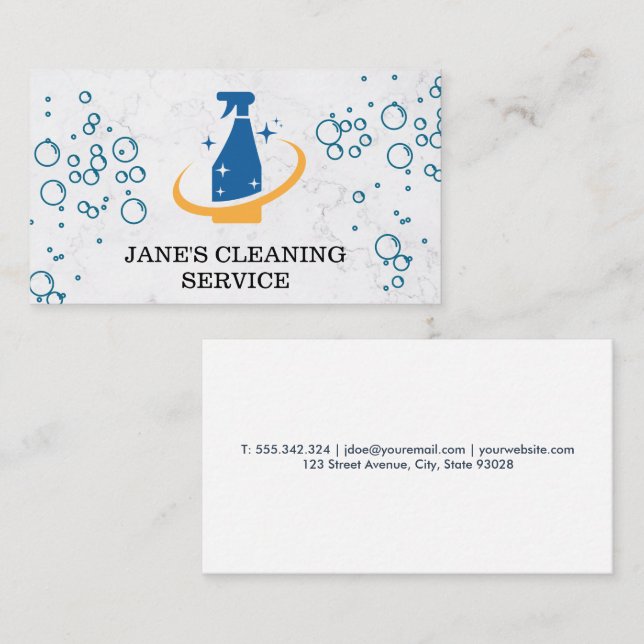 Cleaning Spray | Soap Bubbles Business Card (Front/Back)