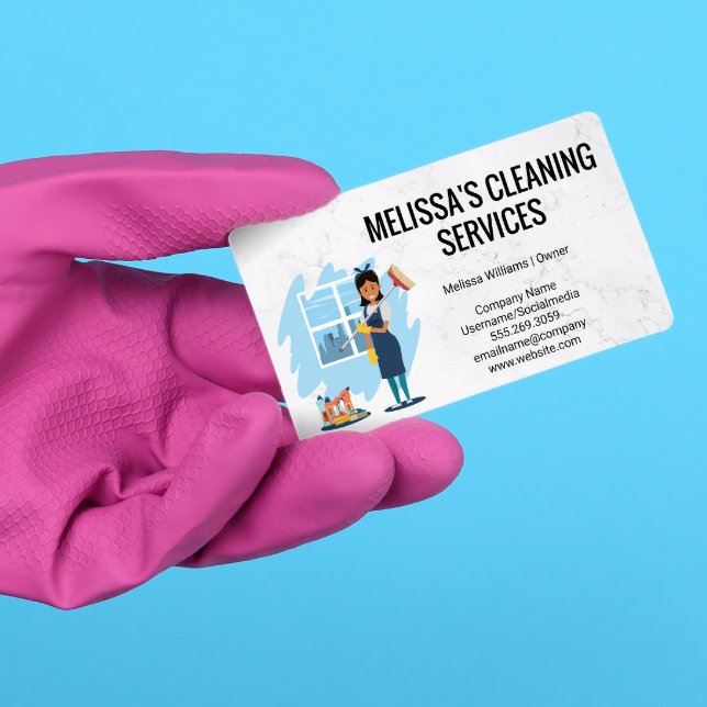 Cleaning Supplies and Tools | Worker Cleaning Business Card (Creator Uploaded)
