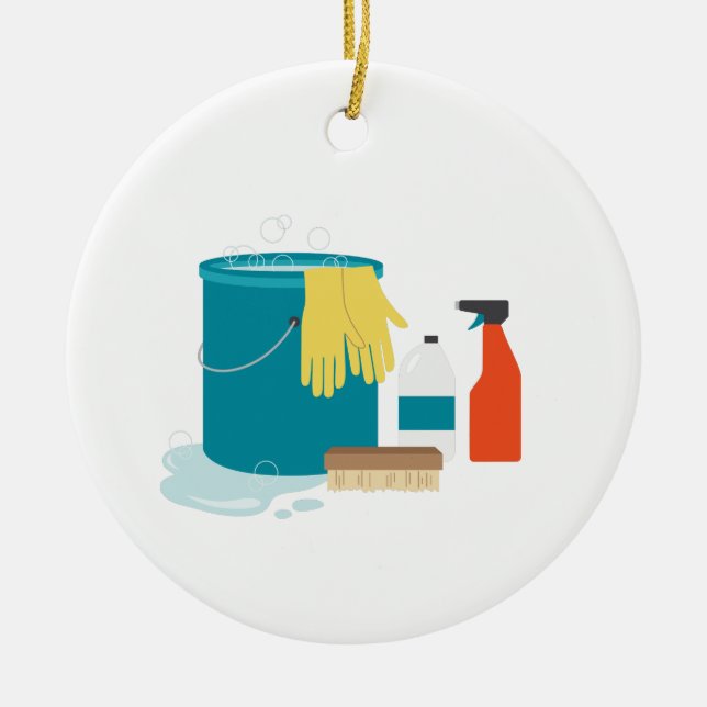 Cleaning Supplies Ceramic Ornament (Front)