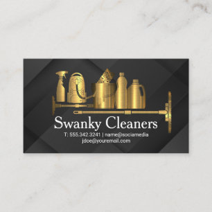 Cleaning Supplies Gold Janitorial Services Business Card