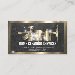 Cleaning Supplies   Gold Metallic   Sparkle Shine Business Card