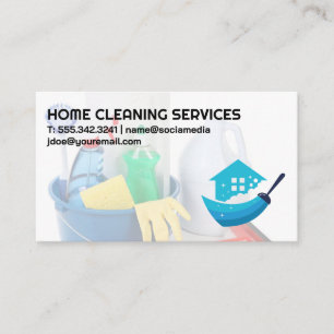 Cleaning Supplies   House Cleaner Logo Business Card
