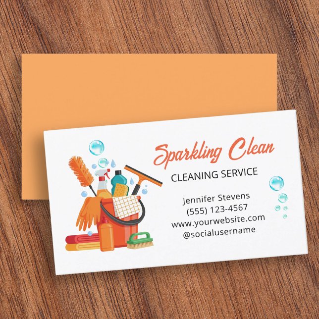 Cleaning Supplies Housekeeping Service Business Card (Creator Uploaded)