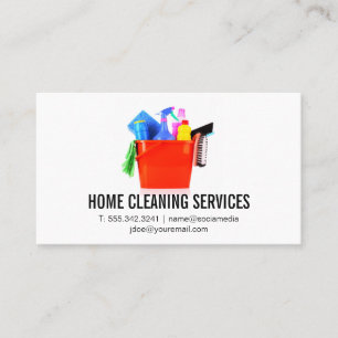Cleaning Supplies in Bucket   House Services Business Card