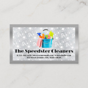 Cleaning Supplies in Bucket Maid Service Pattern Business Card