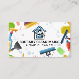 Cleaning Supplies Maid Logo Business Card