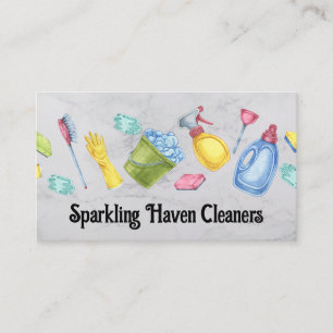 Cleaning Supplies Sanitizing Janitor Maid Business Card
