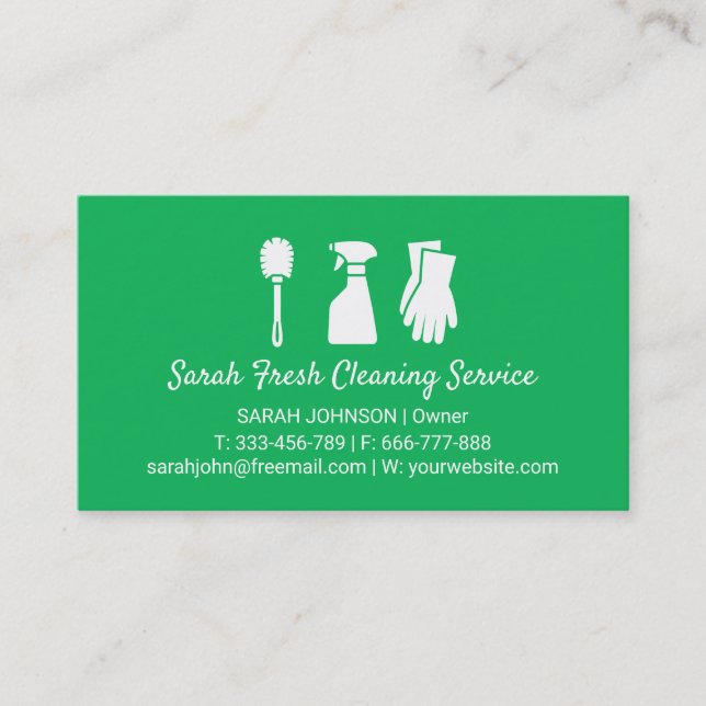 Cleaning Supplies Silhouettes Cleaning Service Business Card (Front)