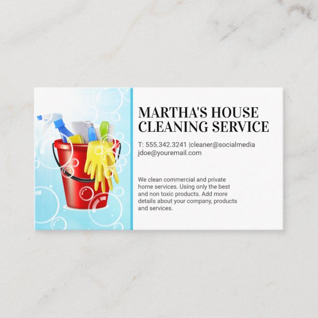 Cleaning Supplies | Soap Bubbles Business  Card (Front)