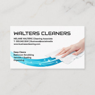 Cleaning Surface with Wet Wipe Business Card