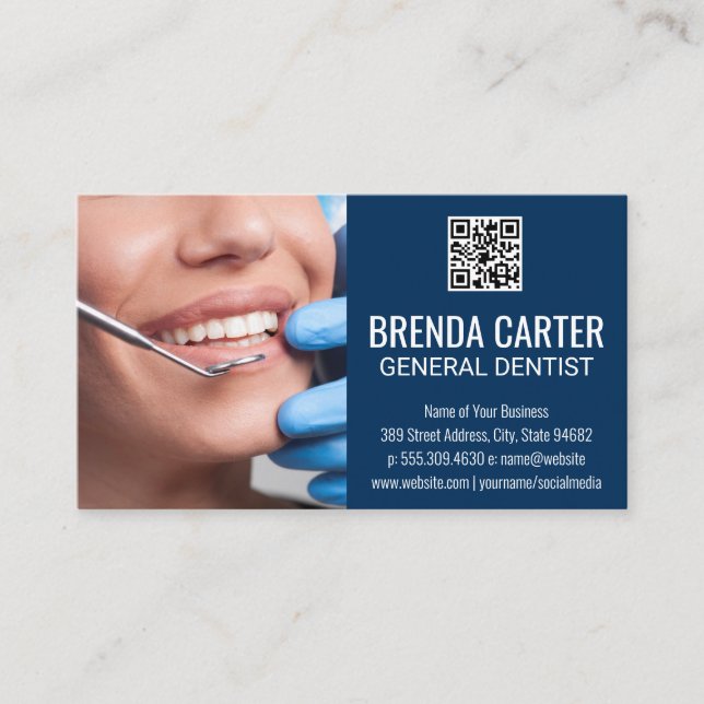 Cleaning Teeth | QR Scan Code Business Card (Front)