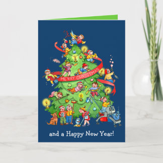 Cleaning The Christmas Tree Holidays Greeting Card