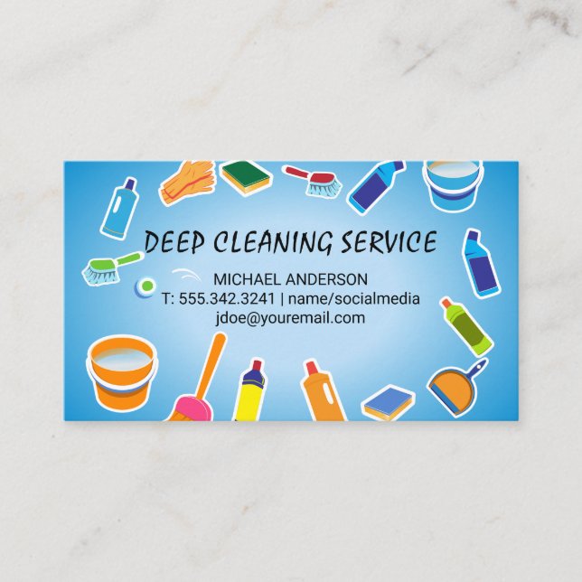 Cleaning Tools and Products Business Card (Front)