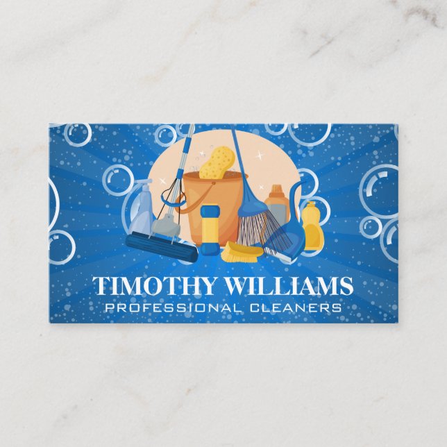 Cleaning Tools | Soap Bubbles Business Card (Front)