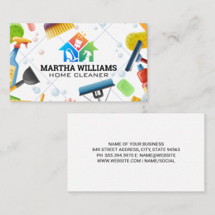 Cleaning Tools Tile Soap Bubbles Business Card
