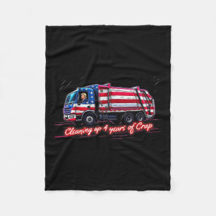 Cleaning Up 4 Year Of Crap Funny Trump Garbyge Ame Fleece Blanket