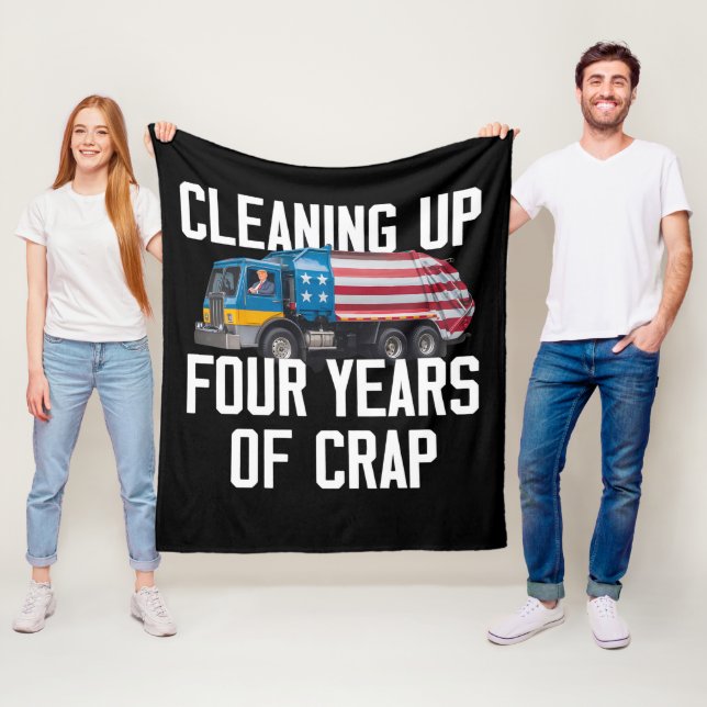 Cleaning Up Four Years Of Crap Trump Garbage Truck Fleece Blanket (In Situ)