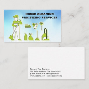 Cleaning Worker and Sanitizing Equipment Business Card