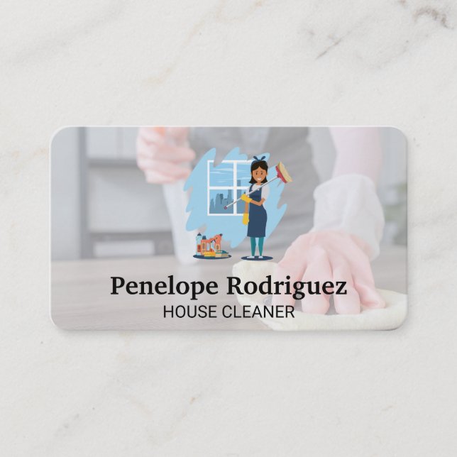 Cleaning Worker | Maid Services Business Card (Front)