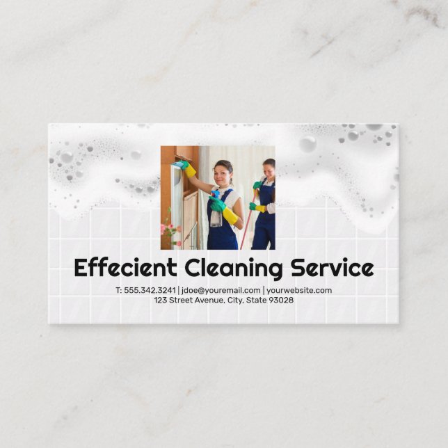 Cleaning Workers | Soap Suds Business Card (Front)