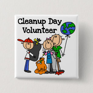Cleanup Day Volunteer T-shirts and Gifts 2 Inch Square Button