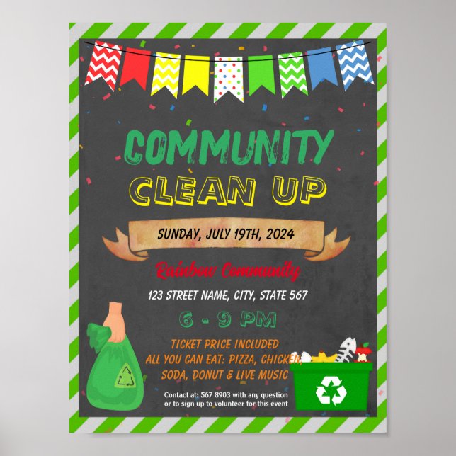 Cleanup in the Community school template Poster (Front)