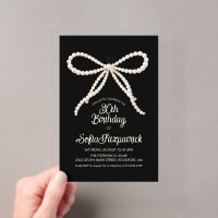CLEAR ACRYLIC 30th Birthday Black White Pearl Bow