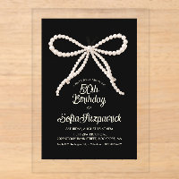 CLEAR ACRYLIC 50th Birthday Black White Pearl Bow