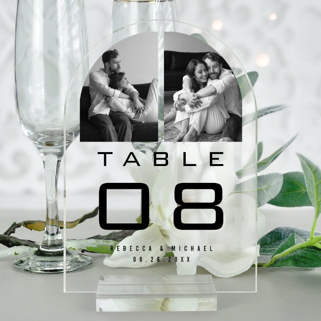 Clear Acrylic Arch Photo Wedding Table Number (Creator Uploaded)