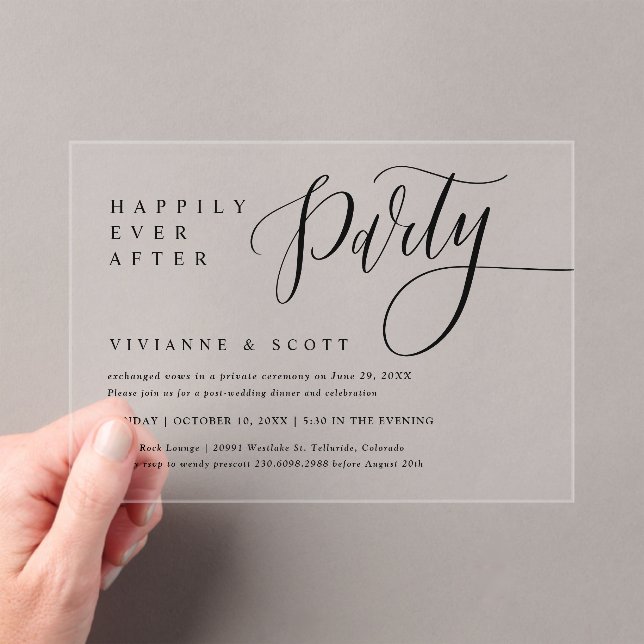 Clear Acrylic Elopement Wedding Party Invitation (Insitu (Handheld))