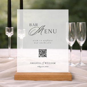 Clear Acrylic QR Code Bar Menu Sign