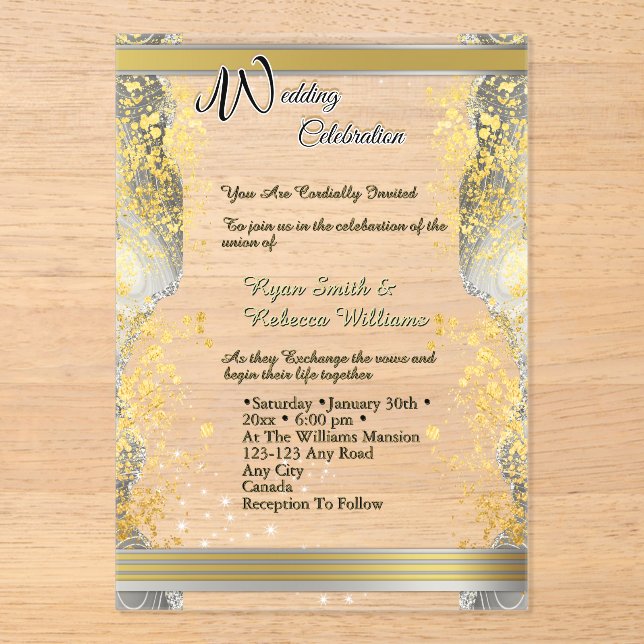 Clear Acrylic Wedding Invitation (Front)
