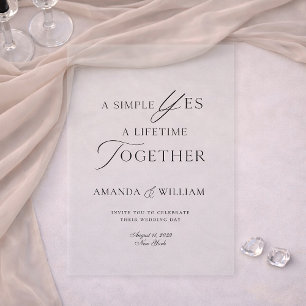 Clear Acrylic Wedding Invitation   Minimal Modern