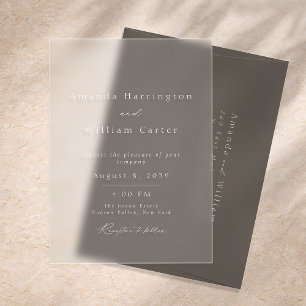 Clear Acrylic Wedding Invitation, Modern Minimal  Invitations